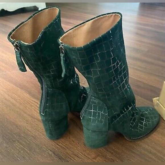 Free People Date Night Elle Block Heel Slouchy Boots Pine Diamonds - Picture 5 of 7